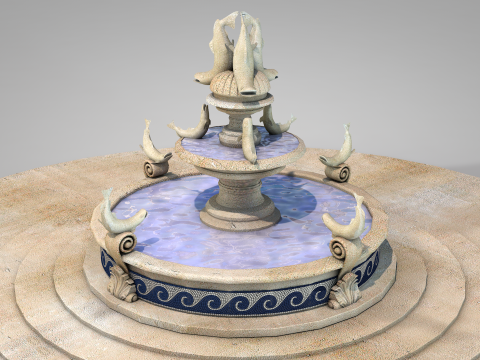 Fish Fountain - Roman Island 3D मॉडल