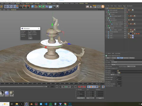 Fish Fountain - Roman Island 3D Model
