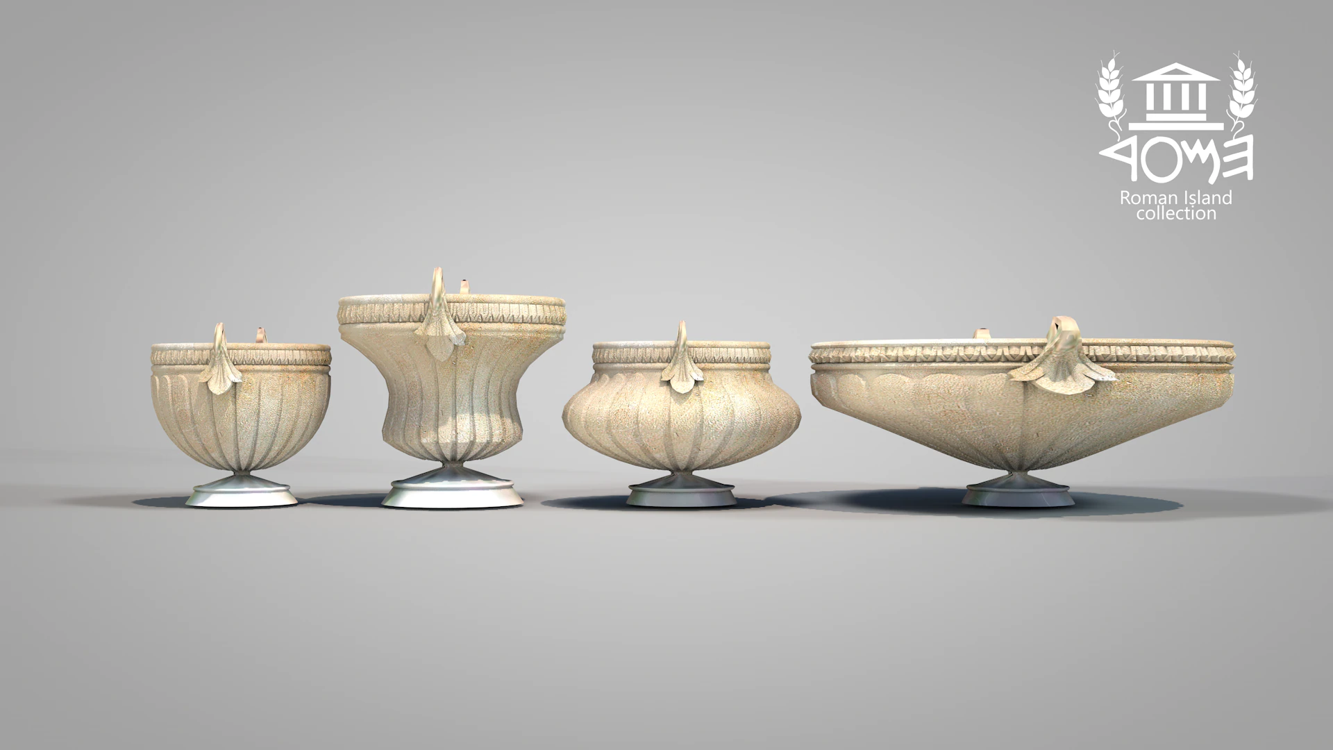 Roman Island Vases 3D Model .c4d .max .obj .3ds .fbx .stl .blend 