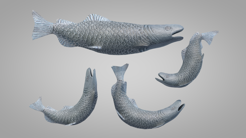 Bronze Fish Statues 3D Model .c4d .max .obj .3ds .fbx .stl .blend