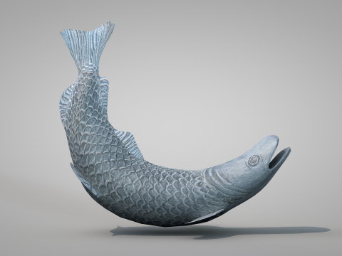 Bronze Fish Statues 3D Model