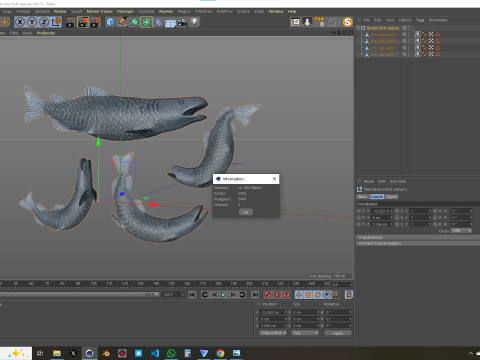 Bronze Fish Statues 3D Model