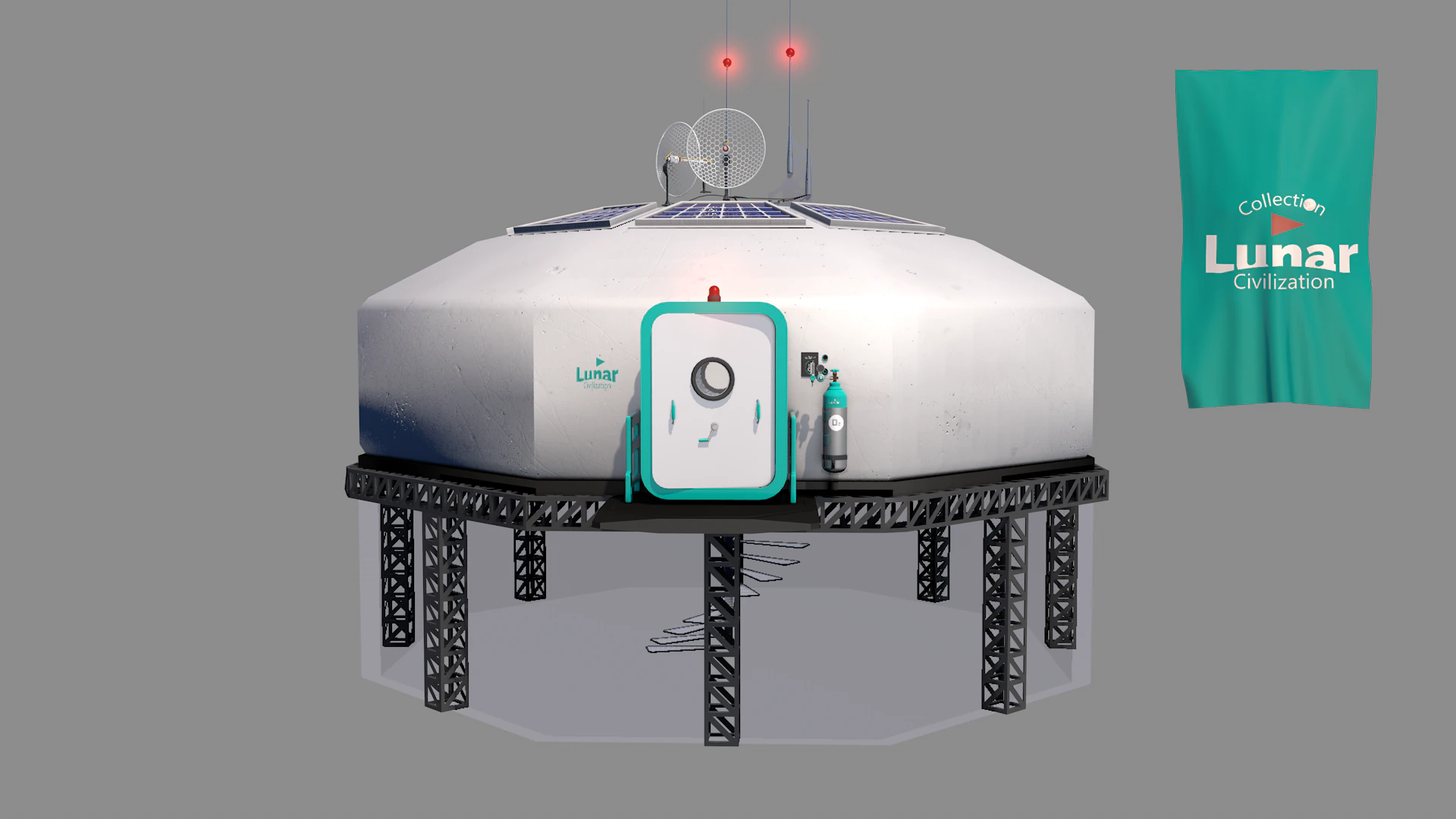 Lunar Shelter Bunker 3D Model .c4d .max .obj .3ds .fbx .stl .blend