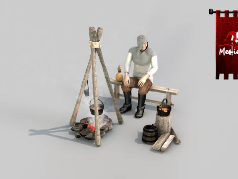 Cen&aacute;rio de acampamento medieval Modelo 3D
