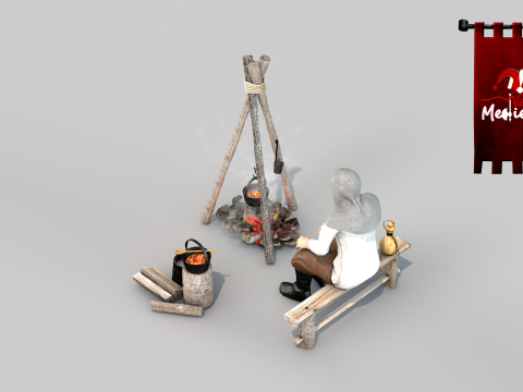 Medieval camp Scenario 3D 模型
