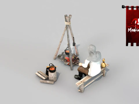 Medieval camp Scenario 3D Model