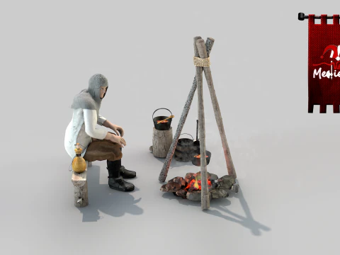 Medieval camp Scenario 3D Model