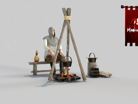 Medieval camp Scenario 3D 模型