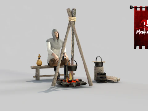 Medieval camp Scenario 3D Model