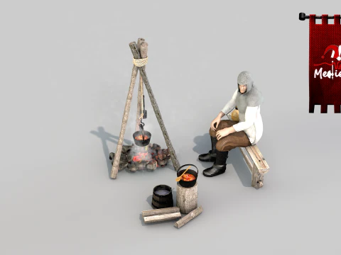 Medieval camp Scenario 3D Model
