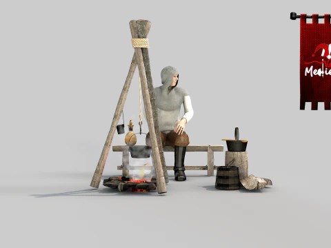 Medieval camp Scenario 3D Model
