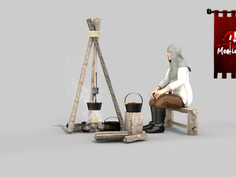Medieval camp Scenario 3D Model