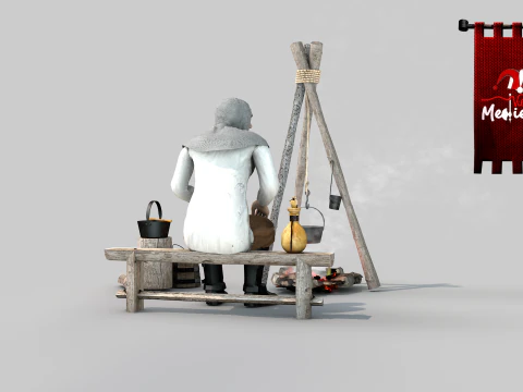 Medieval camp Scenario 3D Model