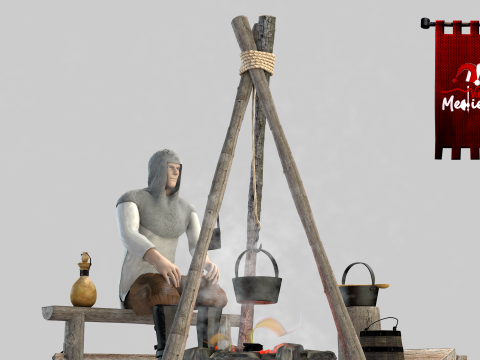 Medieval camp Scenario 3D 模型
