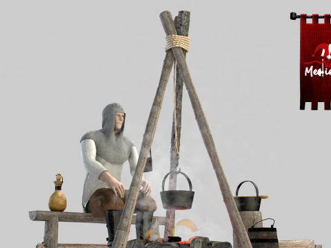 Medieval camp Scenario 3D Model