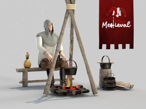 Medieval camp Scenario 3D Model
