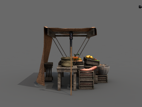 Medieval Market Stall 01 3D-Modell