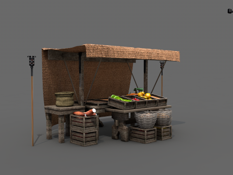 Medieval Market Stall 01 3D-Modell