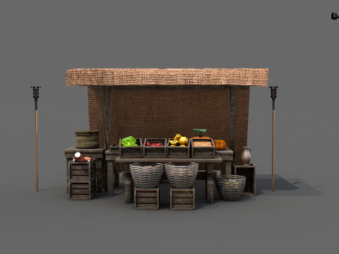 Medieval Market Stall 01 3D-Modell