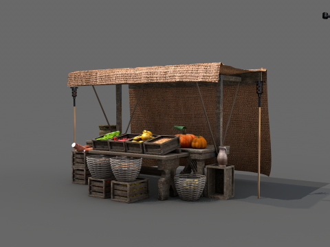 Medieval Market Stall 01 3D-Modell