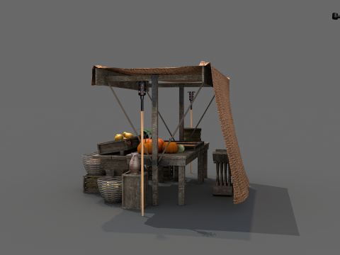 Medieval Market Stall 01 3D-Modell
