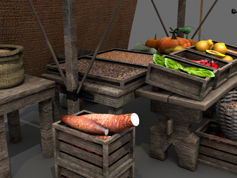 Medieval Market Stall 01 3D-Modell