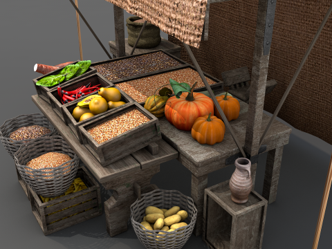 Medieval Market Stall 01 3D-Modell