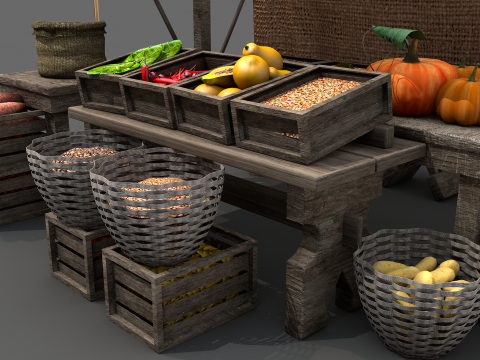 Medieval Market Stall 01 3D-Modell