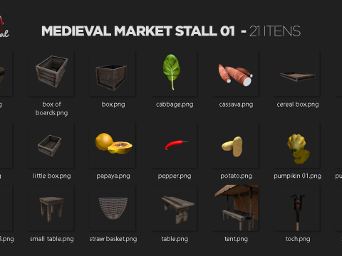 Medieval Market Stall 01 3D-Modell