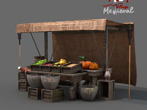 Medieval Market Stall 01 3D-Modell