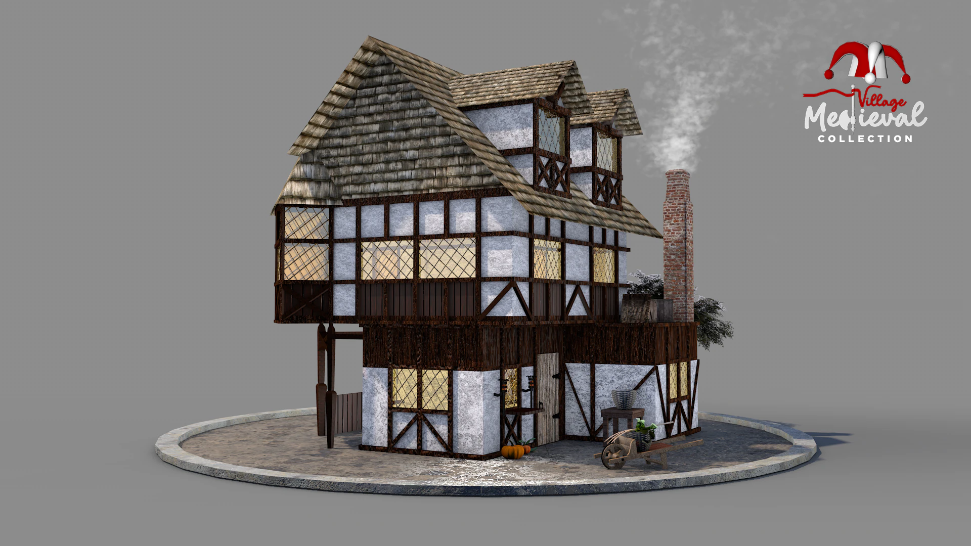 Medieval House 04 3D Model .c4d .max .obj .3ds .fbx .stl .blend 