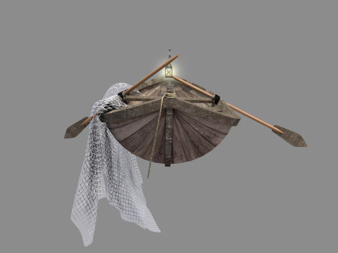 Medieval Fishing Boat 3D Model