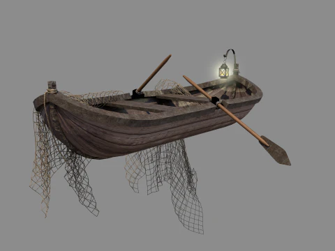 Medieval Fishing Boat 3D Model