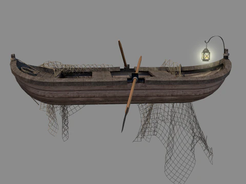 Medieval Fishing Boat 3D Model
