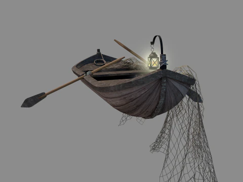 Medieval Fishing Boat 3D Model