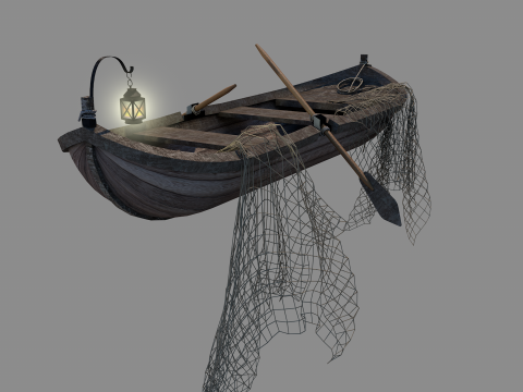 Medieval Fishing Boat Modelo 3D