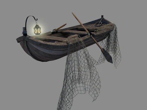 Medieval Fishing Boat 3D Model