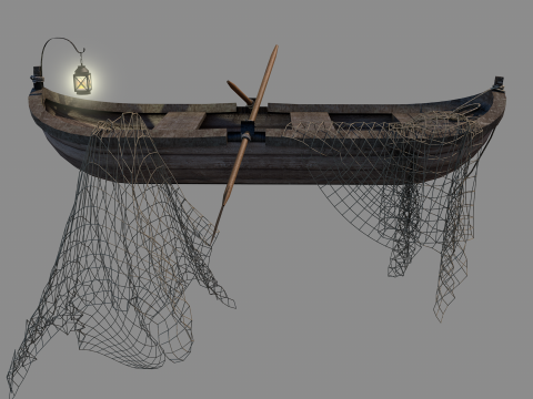 Medieval Fishing Boat Modelo 3D