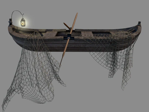 Medieval Fishing Boat 3D Model
