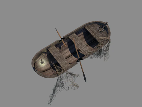 Medieval Fishing Boat 3D Model