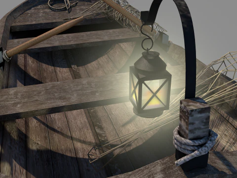 Medieval Fishing Boat 3D Model