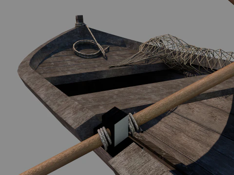 Medieval Fishing Boat 3D Model