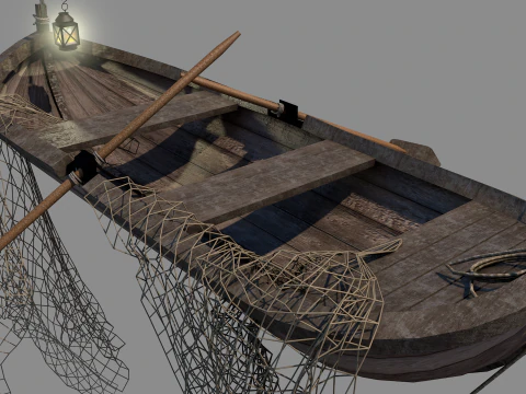 Medieval Fishing Boat 3D Model