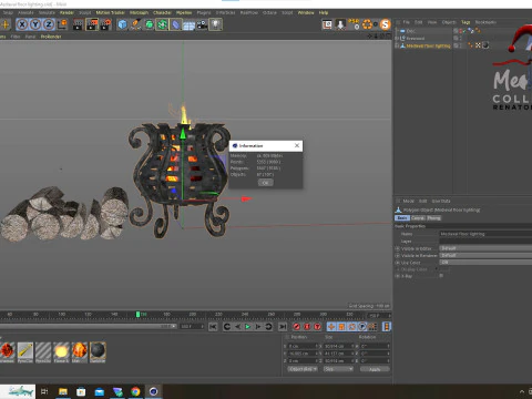 중세 바닥 조명 3D 모델