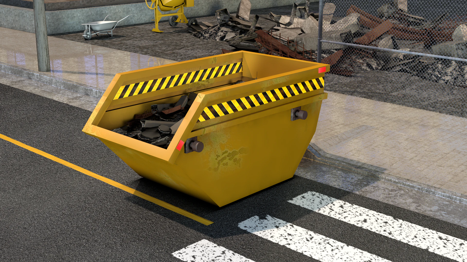 Debris Bucket 3D Model .c4d .max .obj .3ds .fbx .stl .blend 