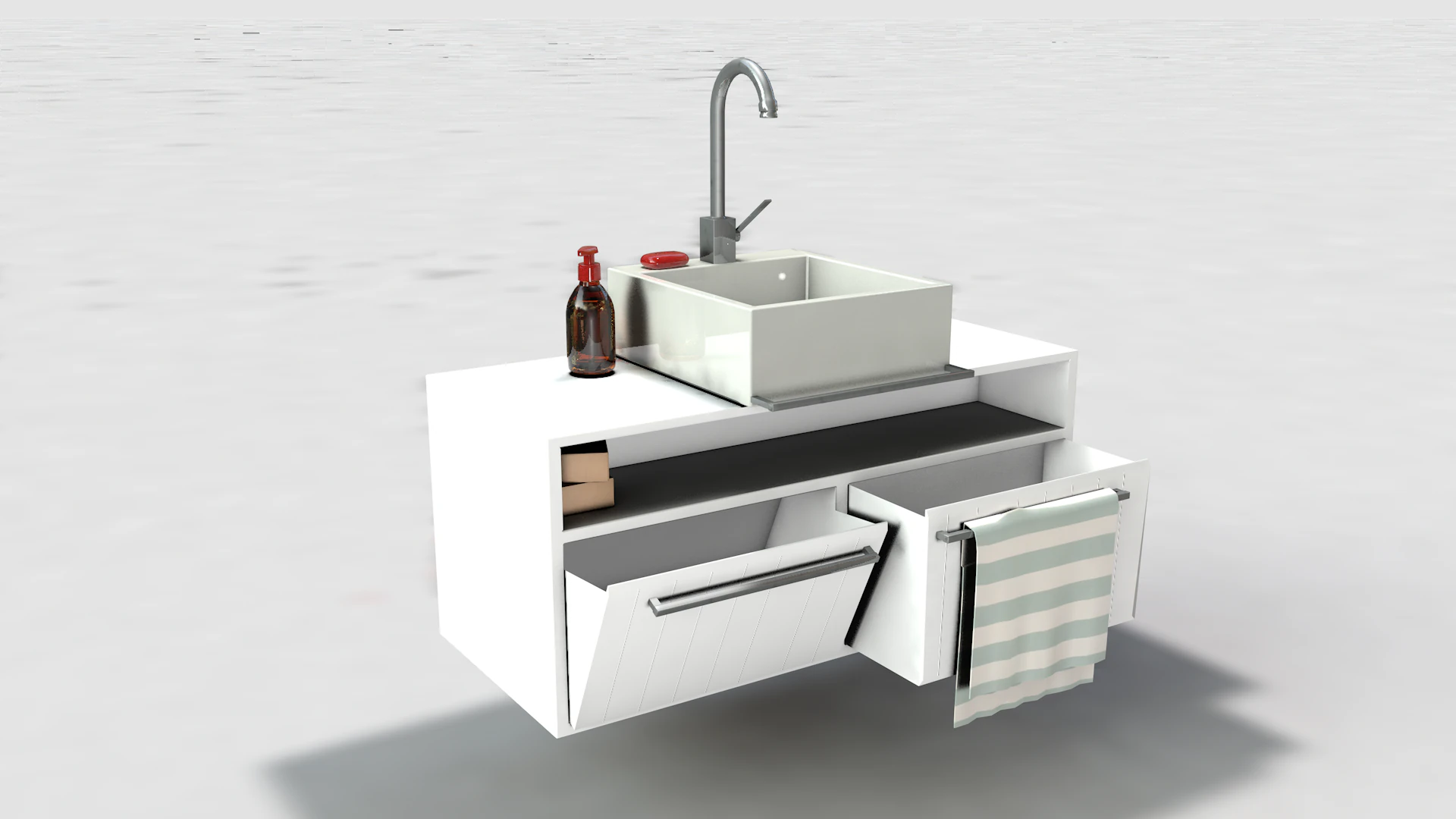 Bathroom Sink and Cabinet 3D Model .c4d .max .obj .3ds .fbx .stl .blend
