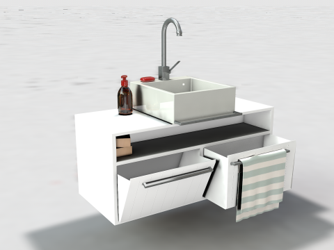 Bathroom Sink and Cabinet 3D-Modell