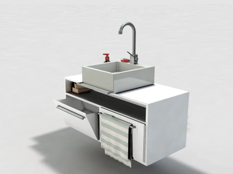 Bathroom Sink and Cabinet 3D Model