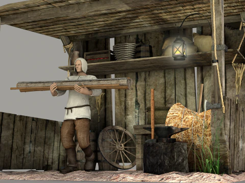 Galp&atilde;o Medieval Modelo 3D