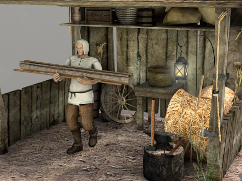 Galp&atilde;o Medieval Modelo 3D